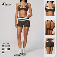 Shorts de yoga pour femme personnalisables avec logo, à pois, color-block, séchage rapide, en spandex et nylon, ensemble sexy pour le fitness et les vêtements de sport