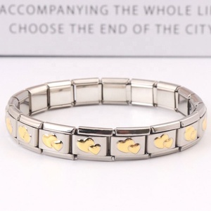 Bracelet à breloques italien, bijoux en diamant et perles, unisexe, classique, tendance, en acier inoxydable, bracelet élastique, forme géométrique, amour - Product Image 5
