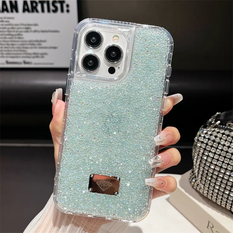 Yüksek kalite 3 in 1 tpu pc elmas lüks glitter bling fundas telefon Vivo için kılıf V27E e V36