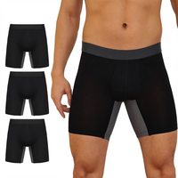 Vente en gros de caleçons boxer pour hommes personnalisés avec étiquette privée, respirants et de qualité supérieure - Viscose de bambou - Noir - ODM - Taille XL