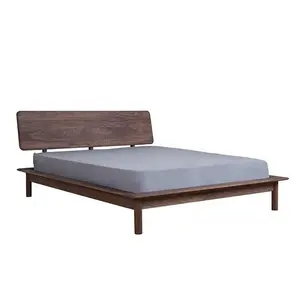 Gaya Nordic Kayu Walnut Furnitur Kamar Tidur Jepang Platform Raja Ratu Tempat Tidur Ganda Desain