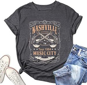Nashville Women's 100% Cotton <b>T</b>-Shirt Music City Guitar Graphic Print Oversized Casual Fit 220 Gram Knitted Fabric Shirt - Product Image 3