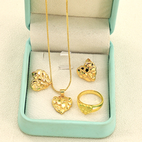 Collier et boucles d'oreilles personnalisés en chaîne, cœur en acier inoxydable plaqué or, bague délicate personnalisée, ensemble de bijoux mignons pour femmes, vente en gros