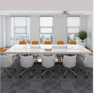 Conference Table Desk Luxury High Quality Acrylic Solid Surface Top 10 Person White Conference Room Furniture Meeting Quartz Top Desk Table