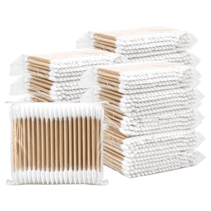 Toutes sortes de sacs en Pe Double Round/Point/Spiral Head Wood Cotton Swabs OEM Package Bamboo Stick Cotton Buds - Product Image 2