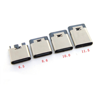 Konektor USB Sederhana Tipe C 2P Soket Pengisian Daya Kawat Solder Female, Bodi Pendek H6.5-11.5mm untuk Pengisian Cepat & Transfer Data