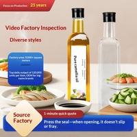Bouteille en plastique PET transparente carrée de 500 ml pour huile d'olive, huile d'arachide, sauce soja, vinaigre, avec bouchon à poussoir/flip-top, vente en gros