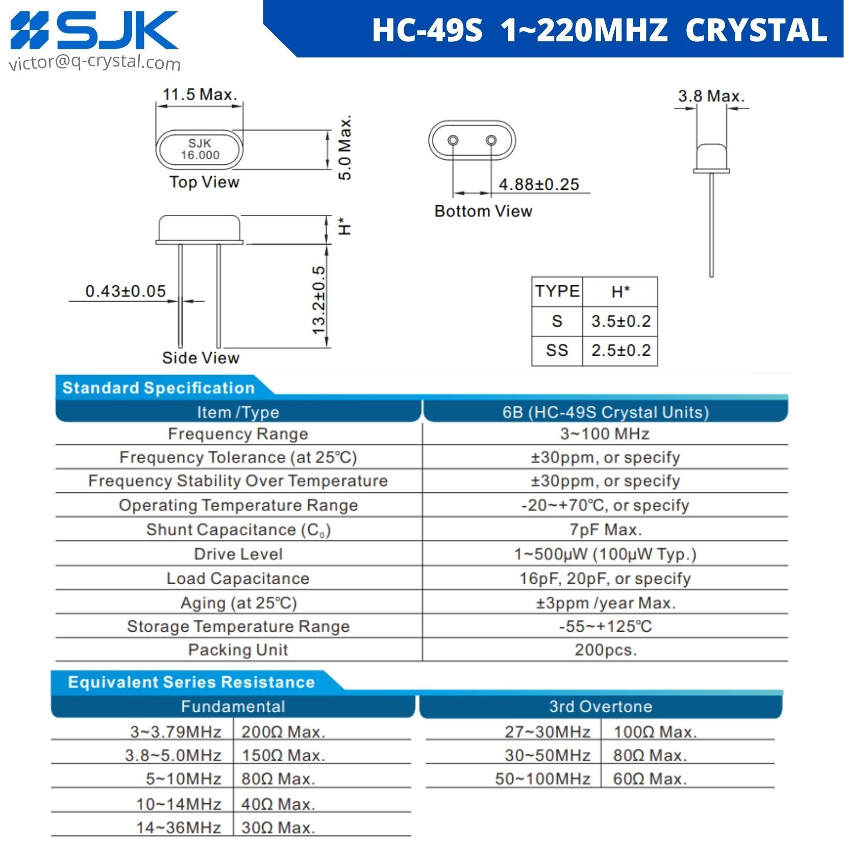 Produktbild von 5x Quarz-Resonator HC-49S – 4 MHz, ±30 Ppm, 20 PF, THT, Stabil Und Zuverlässig