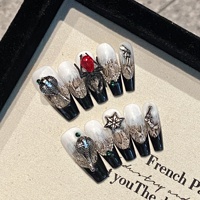 [Collection Halloween] Faux ongles à presser de luxe français, faits main, style dessin animé, motif citrouille amusant, pour une ambiance Halloween