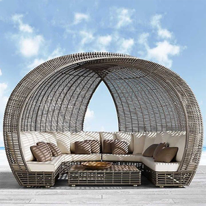 Speciaal Ontwerp Buitenleven Meubilair Villa Tuin Zonnebank Rotan Weven Zonnebank Rieten Ligbed Met Kussen