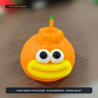 Mainan Remas Jeruk Lucu dengan Bagian Mulut yang Dapat Diganti, Mainan Squishy Pereda Stres untuk Anak-Anak