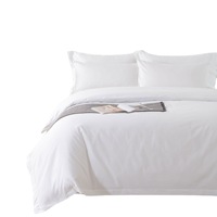 Draps de lit en satin de coton pur 80 fils, personnalisables, pour hôtels et maisons d'hôtes cinq étoiles, fabrication chinoise, ensemble de quatre pièces, blanc