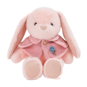Peluche de Conejo con Chal de Pascua, Juguete de Peluche para Niños, Adorable Muñeco de Conejo con Orejas Largas, Relleno de Algodón PP, Blanco, Rosa, Marrón, Conejito de Peluche con Chal - Product Image 1