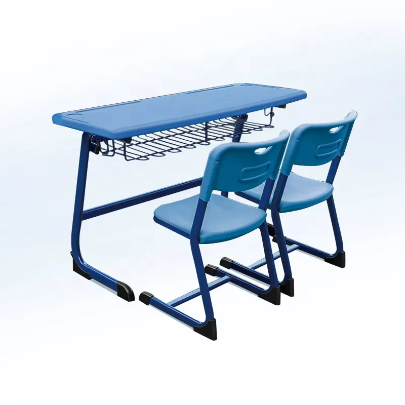 Fábrica de muebles de aula escolar, juego de escritorio y silla doble para estudiantes, combinación doble, juegos de sillas de escritorio secundarias