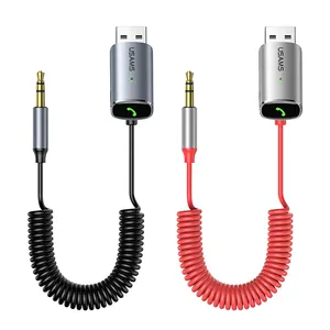 USAMS SJ504 Penerima Pemancar BT, Kit Mobil Adaptor Audio Nirkabel dengan Aux 3.5Mm untuk Mobil