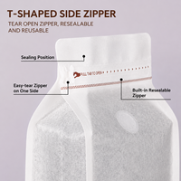 Sachets d'emballage de café refermables de qualité alimentaire supérieure pour grains torréfiés, en papier naturel blanc