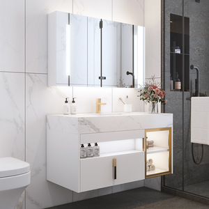 Nuevo Mueble de <span class=keywords><strong>Baño</strong></span> Blanco de Tendencia a Precio Económico con Lavabo de Pizarra, Muebles de <span class=keywords><strong>Baño</strong></span> con Lavabo - Product Image 6