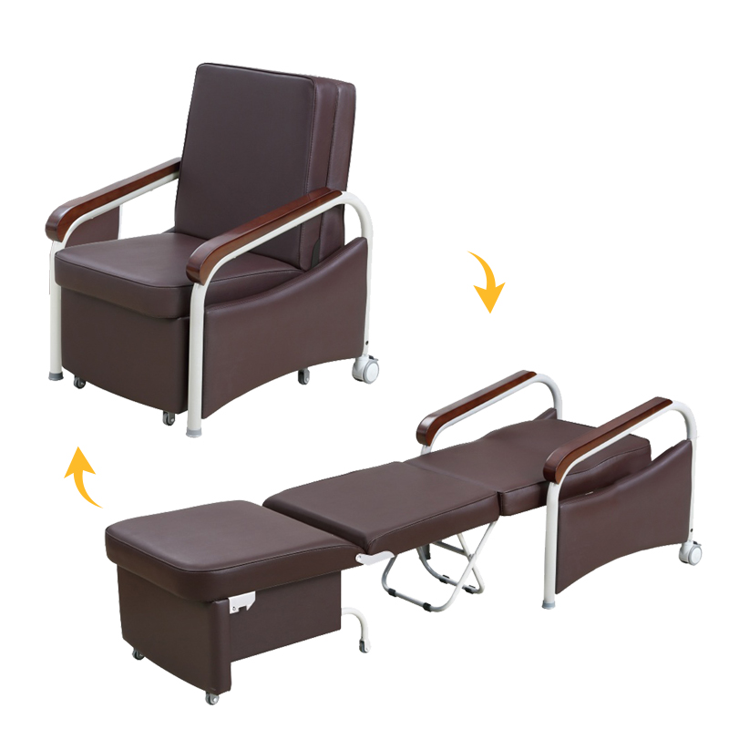 MN-PHY006  Hospital Medical Accompany Chair Patient Attendant Folding Nursing Chair Cum Bed