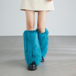 Nuovi Copriscarpe Invernali Traspiranti in Finta Lana a Pelo Lungo, Calze Pelose a Mezza Lunghezza, Scaldacollo Alti in Pelliccia Sintetica per <span class=keywords><strong>Donna</strong></span> - Product Image 4