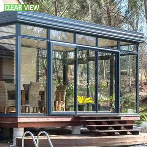 Niche moderne en aluminium trempé, pour toutes saisons, clôture à <span class=keywords><strong>porte</strong></span> coulissante, toit plat, <span class=keywords><strong>maison</strong></span> d'extérieur - Product Image 4