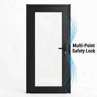 Porte extérieure à battant en aluminium à rupture de pont thermique, personnalisée, à double vitrage trempé, économe en énergie et sécurisée
