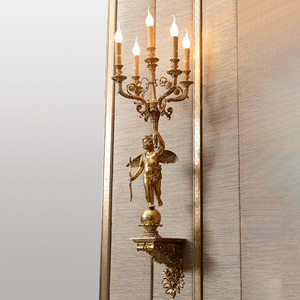מלאך מחזיק נרות הוביל אור קיר sconce מנורת לואי בסגנון צרפתי קלאסי gilt פליז ברונזה עתיק יוקרה אירופה e14 100 - Product Image 2