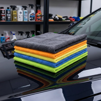 Serviette en microfibre à séchage rapide, vente en gros, 40*40cm, 350gsm, lavable en machine, 5 couleurs : gris/bleu/jaune/orange/vert