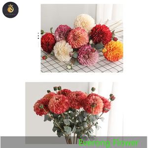 EV 597 Bon Prix Fleur de Soie de <span class=keywords><strong>Dahlia</strong></span> Artificielle Boule de Chrysanthème Simple Artificielle 2 Fourchettes Bourgeon de <span class=keywords><strong>Dahlia</strong></span> - Product Image 4