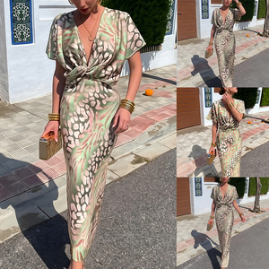 Vendita all'Ingrosso con Spedizione Rapida, Abito da <span class=keywords><strong>Donna</strong></span> Aderente con Stampa e Nodo in Vita, <span class=keywords><strong>Sexy</strong></span> Scollo a V, Outfit Trendy per Feste, Abiti Casual da <span class=keywords><strong>Donna</strong></span>, MOQ 1 - Product Image 2