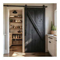 Vente directe usine : Porte de grange coulissante double à battant en laiton doré, pliable, avec kit de quincaillerie pour maison préfabriquée