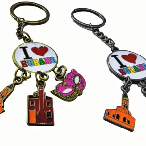 Custom Logo metal keychain with Pendant Porte Cle Shopping Cart Chip Trolley Token Coin Round Metal Keychain