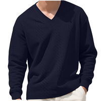 Pull en maille torsadée à col en V pour homme, de haute qualité, uni, texturé, à manches longues, chaud, respirant, pour l'automne, style décontracté professionnel, basique, ODM
