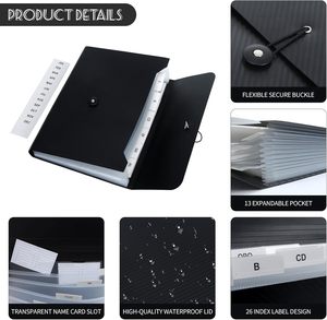 Thiết bị lưu trữ tập tin accordion túi phân loại thư mục nhiều lớp phù hợp cho túi phân loại tập tin màu đen văn phòng, nhà và trường học. - Product Image 5