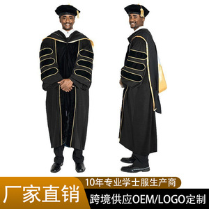 Ensemble de toges académiques pour hommes en laine peignée, tenue de remise de diplôme universitaire pour adultes, tenue de professeur, vente en gros directe usine - Product Image 5