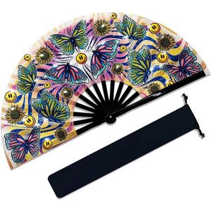 Abanico de Mano de Plástico con Varillas de Bambú de 11 Pulgadas, Hecho a Mano, con Logotipo Personalizado, Duradero, Fácil de Transportar y Coleccionar con Estilo - Product Image 1