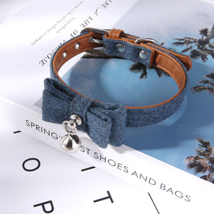 Cat <b>Dog</b> Bow Tie <b>Collar</b> Felt Fabric Adjustable With Bell <b>Small</b> Breed All Seasons Pet <b>Collar</b> - Product Image 4