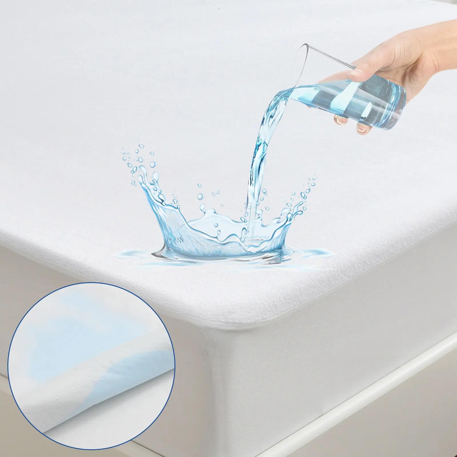 Mikrofiber Polyester su geçirmez güvenli yumuşak nefes Mite bariyer yatak koruyucu su geçirmez yatak örtüsü
