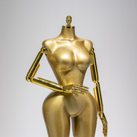 Mannequin torse en plastique brillant BBL avec bras mobiles électroplaqués, demi-corps, pour exposition de vêtements en boutique