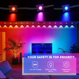 49ft giáng sinh ngoài trời LED Pixel Lights Kit AC110V vĩnh viễn thông minh 30 đèn rgbic Alexa điều khiển ngoài trời eave chuỗi đèn - Product Image 1