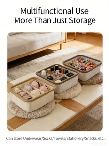 Geliştirilmiş Plastik Çerçeveli Katlanabilir Kumaş Saklama Kutusu, 3/4/9 Bölmeli Kumaş Sepetler ve Çantalar, İç Çamaşırı ve Çoraplar için Dolap Düzenleyici - Product Image 2