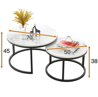 Ensemble de meubles de salon de luxe moderne en panneaux de densité, table basse centrale et table d'appoint de canapé/chevet pour usage domestique