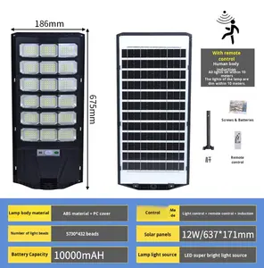 Ventes chaudes Lampadaire tout-en-un 100W 200W 300W 400W Étanche Extérieur Route Ip65 <span class=keywords><strong>Lampadaires</strong></span> solaires LED intégrés - Product Image 5