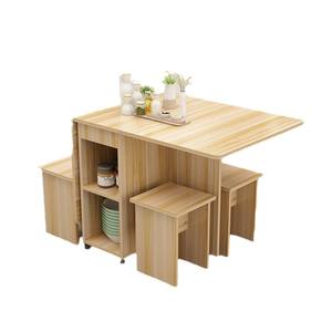 <span class=keywords><strong>Table</strong></span> à manger pliante moderne pour petit appartement, rectangulaire rétractable, simple, multifonctionnelle, combinaison de chaises facile - Product Image 5