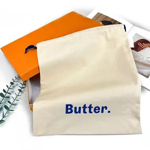 Bolso de lona con cordón para gimnasio para mujer, bolsa de polvo con logotipo personalizado, de alta calidad, de algodón ecológico, venta al por mayor