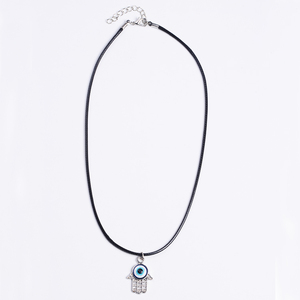 Cadena negra de PU con colgante de Hamsa de aleación para hombre, collar turco contra el mal de ojo - Product Image 2