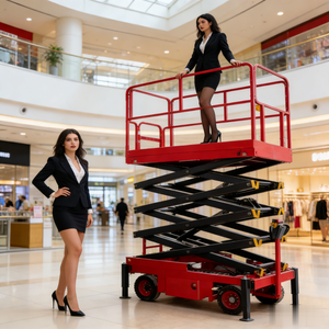 New Self-Propelled Aerial Scissor Lift Platform 320KG Wheel Type Mobile Working Platform With 10m 12m 14m Lifting - Product Image 4