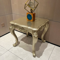 Champagne Gold Minimalist European-Style Wood Frame Light-Luxury Small Coffee Table for Living Room with No Assembly Required