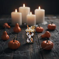 Pin de solapa de metal de aleación de zinc esmaltado personalizado de Halloween, con diseños de calabaza, fantasma, murciélago y sombrero de bruja, estilo dibujo animado, insignia, regalos para fiestas