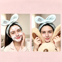 Headband Rias Wajah Pakcare Cute Bunny Ear, Bahan Fleece Coral Lembut, Penutup Rambut untuk Spa, Perawatan Kulit, dan Mencuci Muka