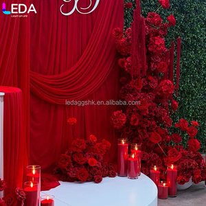 LEDA Rideau de fond de scène de mariage en soie rouge élégant, taille personnalisée, moderne, pour mariages, fêtes et anniversaires - Product Image 4